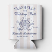 Retro Roze Zeeschelpen & Huwelijksbellen Bachelore Blikjeskoeler (Achterkant)