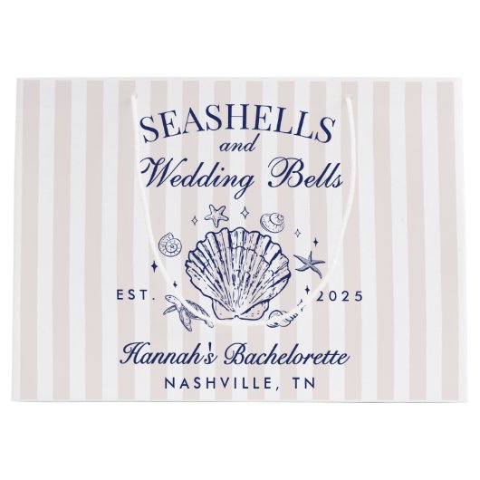 Retro Roze Zeeschelpen & Huwelijksbellen Bachelore Groot Cadeauzakje (Voorkant)