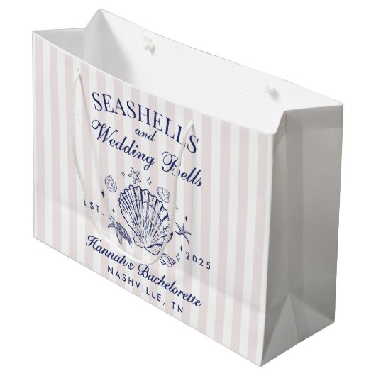 Retro Roze Zeeschelpen & Huwelijksbellen Bachelore Groot Cadeauzakje (Voorkant Gekanteld)