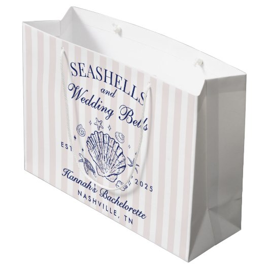 Retro Roze Zeeschelpen & Huwelijksbellen Bachelore Groot Cadeauzakje (Achterkant Gekanteld)