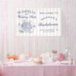 Retro Roze Zeeschelpen & Huwelijksbellen Bachelore Spandoek<br><div class="desc">Retro Roze Zeeschelpen & Huwelijksbellen Bachelorette</div>