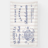 Retro Roze Zeeschelpen & Huwelijksbellen Bachelore Spandoek (Verticaal)