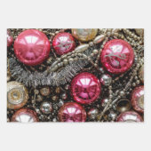 Retro Roze & Zilver Ornament Inpakpapier Vel (Voorkant 2)