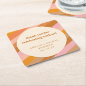 Retro Roze Zonsondergang Strepen Aangepaste Bruids Kartonnen Onderzetters (Schuin)