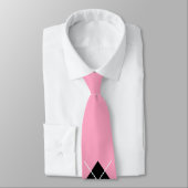 Retro Roze Zwart Argyle Stropdas (Gebonden)