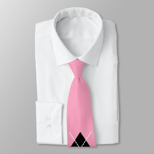 Retro Roze Zwart Argyle Stropdas (Gebonden)