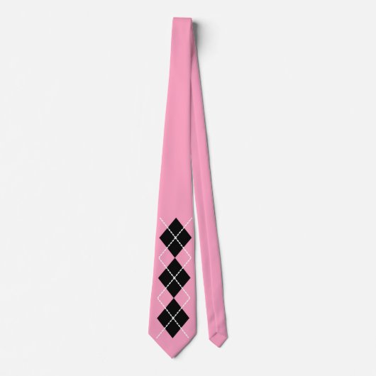 Retro Roze Zwart Argyle Stropdas (Voorkant)
