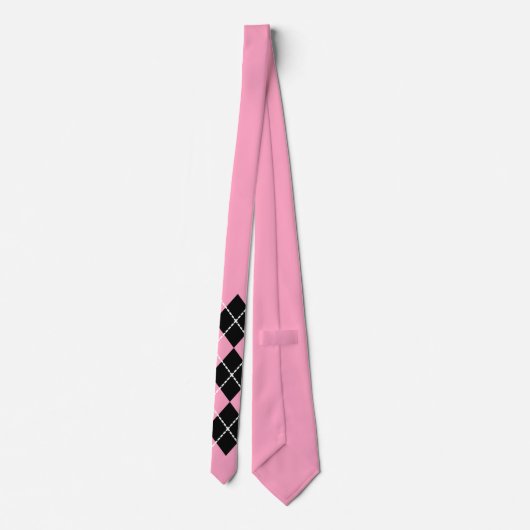 Retro Roze Zwart Argyle Stropdas (Achterkant)