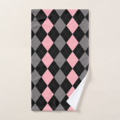 Retro Roze Zwart Grijs Argyle Bad Handdoek (Handdoek)
