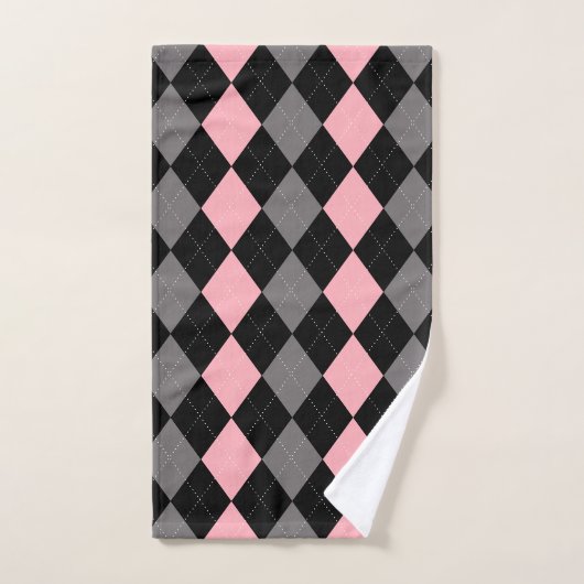 Retro Roze Zwart Grijs Argyle Bad Handdoek (Handdoek)