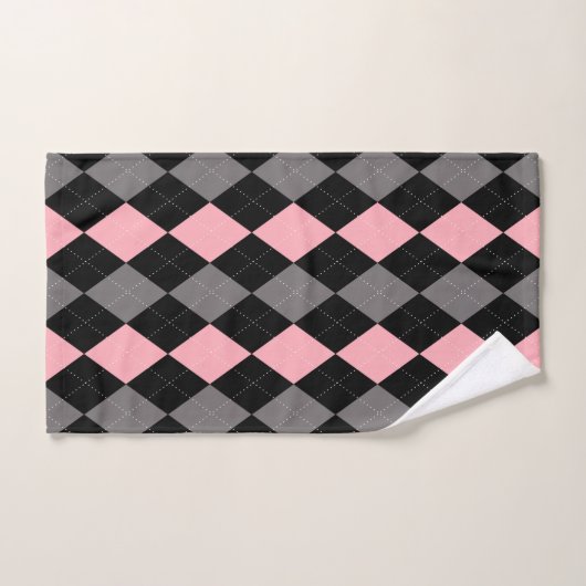 Retro Roze Zwart Grijs Argyle Bad Handdoek (Handdoek)