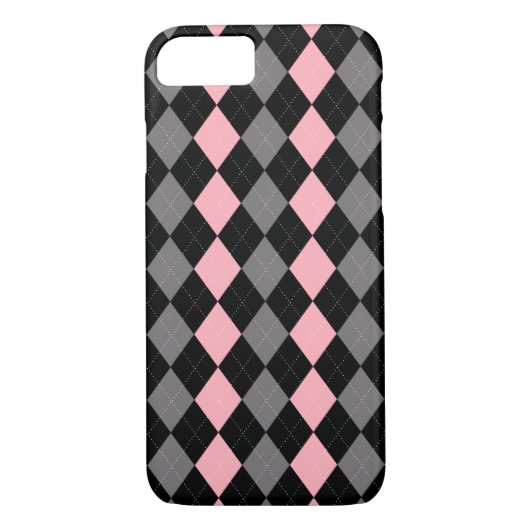 Retro Roze Zwart Grijs Argyle Case-Mate iPhone Case (Achterkant)