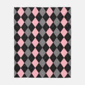 Retro Roze Zwart Grijs Argyle Fleece Deken (Voorkant)