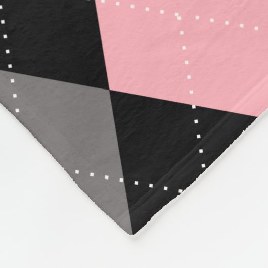 Retro Roze Zwart Grijs Argyle Fleece Deken (Hoek)
