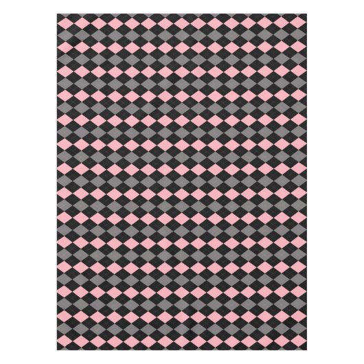 Retro Roze Zwart Grijs Argyle Tafelkleed (Voorkant)