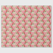 Retro Roze Zwart Kerstmis Wrapping Papier (Vlak)