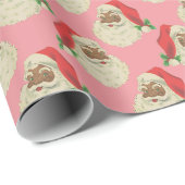 Retro Roze Zwart Kerstmis Wrapping Papier (Rol Hoek)
