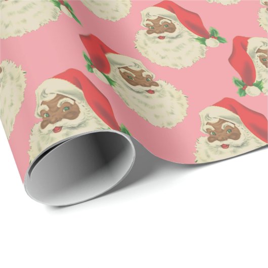 Retro Roze Zwart Kerstmis Wrapping Papier (Rol Hoek)