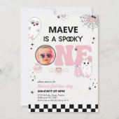 Retro Roze Zwart Spooky Een 1e Verjaardag Kaart (Voorkant)