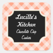 Retro Roze zwarte, aangepaste keuken-cadeautjes St Vierkante Sticker (Voorkant)