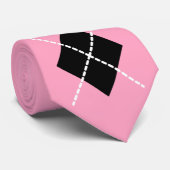 Retro roze zwarte argyle stropdas (Opgerold)