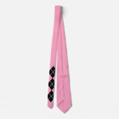 Retro roze zwarte argyle stropdas (Achterkant)