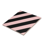 Retro Roze & zwarte diagonaal band Tegeltje (Zijkant)