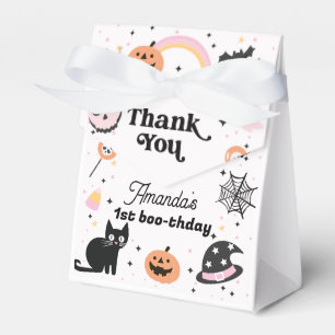 Retro Roze Zwarte Halloween Verjaardag Bedankdoosjes