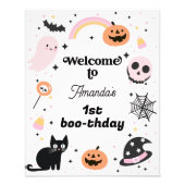 Retro Roze Zwarte Halloween Verjaardag Welkom Teke Foto Afdruk (Voorkant)