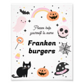 Retro Roze Zwarte Halloween Verjaardagsfeest Teken Foto Afdruk (Voorkant)