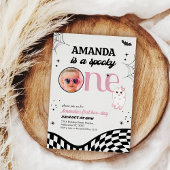 Retro Roze Zwarte Meisjes Spooky Een 1e Verjaardag Kaart