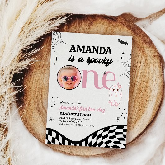 Retro Roze Zwarte Meisjes Spooky Een 1e Verjaardag Kaart