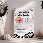 Retro Roze Zwarte Meisjes Spooky Een 1e Verjaardag Kaart