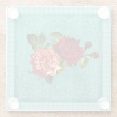 Retro Rozen Blauw Groen  Land Glazen Onderzetter (Achterkant)