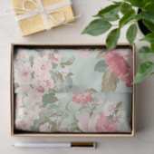 Retro Rozen Blush Pink op Mint Decoupage Tissuepapier (Geschenk)