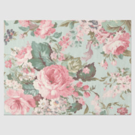 Retro Rozen Blush Pink op Mint Decoupage Tissuepapier