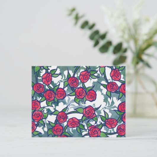 Retro-Rozen Briefkaart (Staand voorkant)