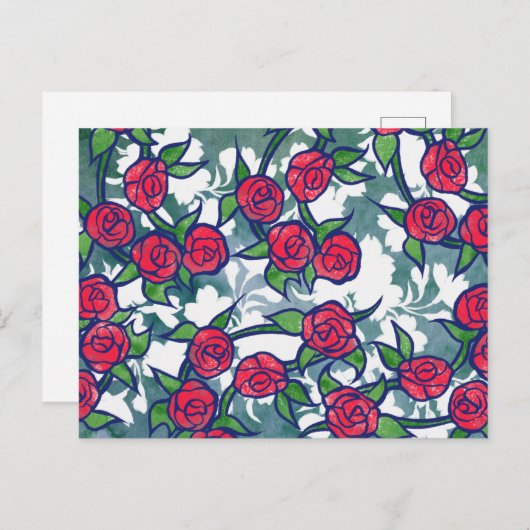 Retro-Rozen Briefkaart (Voorkant / Achterkant)