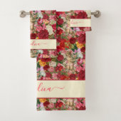 Retro Rozen en Chintzy  Cherub Pattern Bad Handdoek (Insitu)