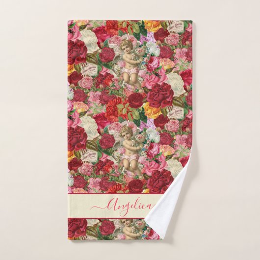 Retro Rozen en Chintzy  Cherub Pattern Bad Handdoek (Handdoek)