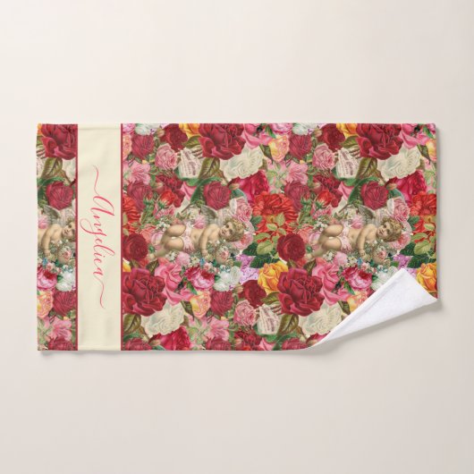 Retro Rozen en Chintzy  Cherub Pattern Bad Handdoek (Handdoek)