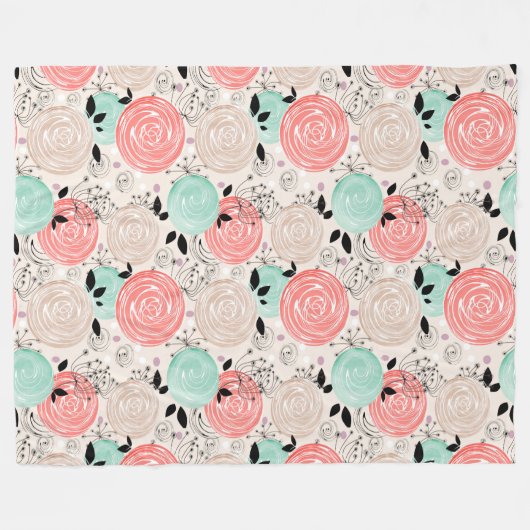 Retro, rozen fleece deken (Voorkant (Horizontaal))