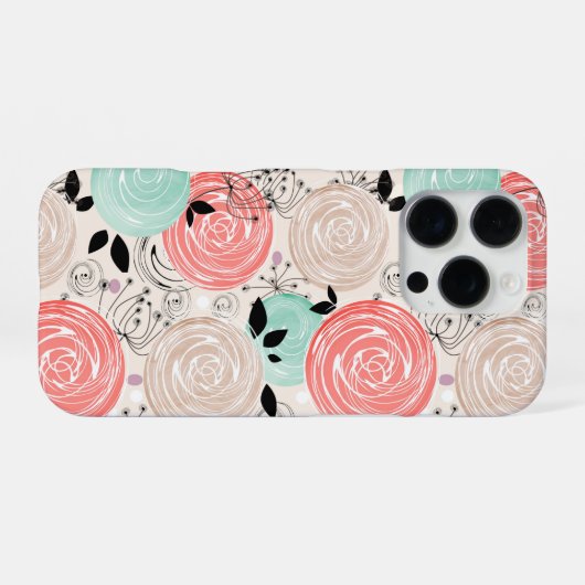 Retro, rozen iPhone hoesje (Achterkant horizontaal)