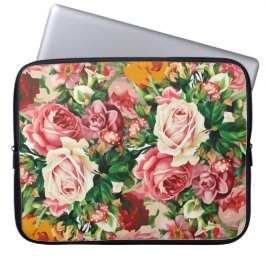 Retro Rozen laptop Hoesje - Rozen zijn rood -  Laptop Sleeve