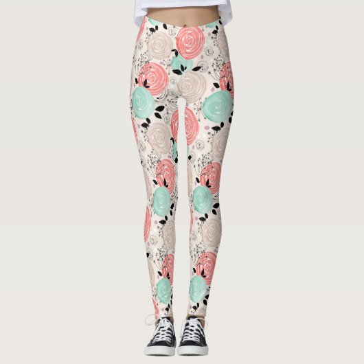 Retro, rozen leggings (Voorkant)