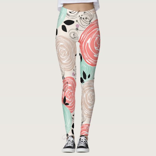 Retro, rozen leggings (Voorkant)