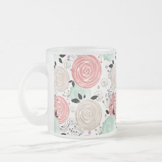 Retro, rozen matglas koffiemok (Links)