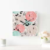 Retro, rozen vierkante klok (Huis)