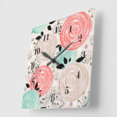 Retro, rozen vierkante klok (Hoek)