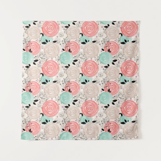 Retro, rozen wandkleed (Voorkant)